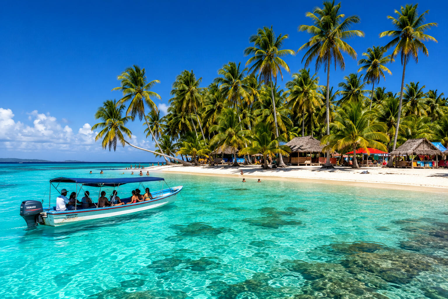 Turquoise water and palms in the San Blas Islands