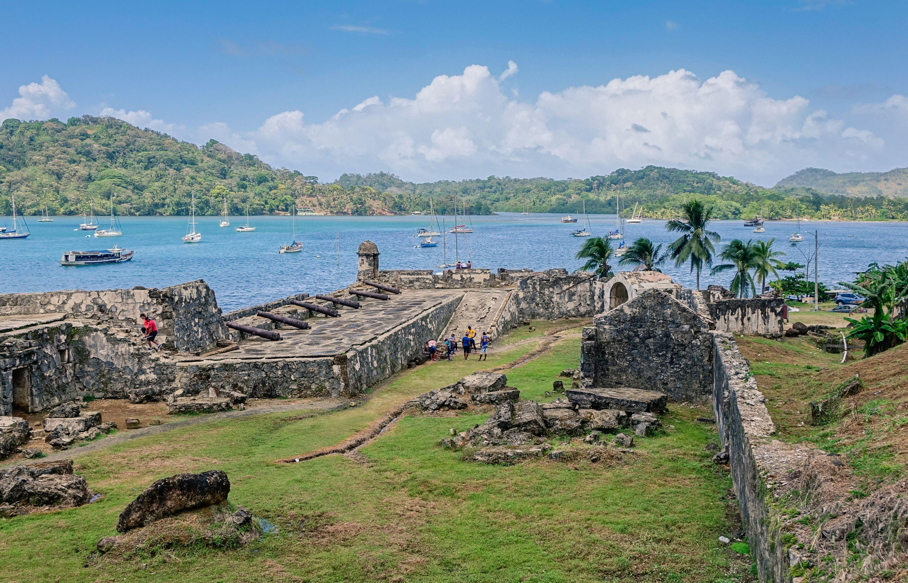 Historic fort and Caribbean coast at Portobelo